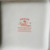 Vintage square empty pocket plate, Limoges porcelain, Imperia, platinum and 22k gold decor