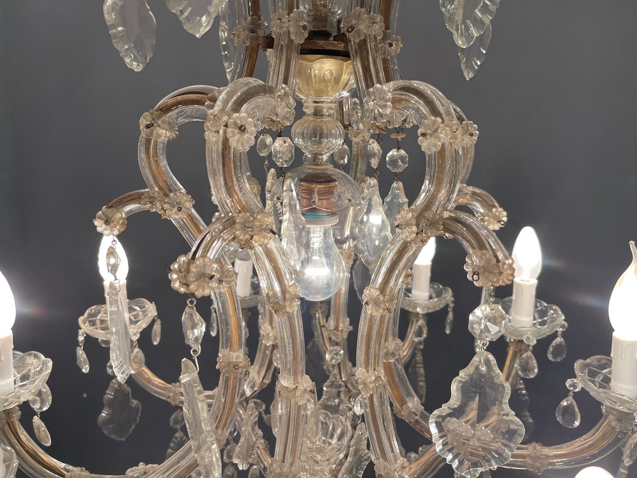 Lustre italien en cristal de murano, années 1950