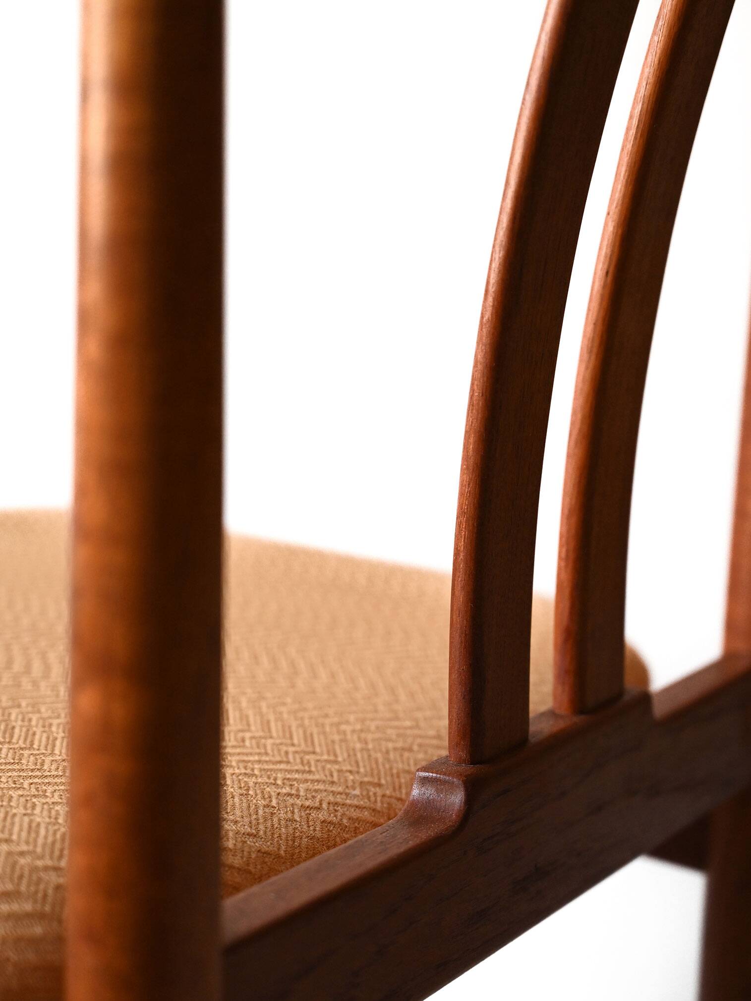 Set of 6 Scandinavian Teak Chairs with Yellow Seats