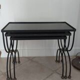 Nesting tables in opaline iron from the 40s, France