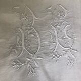 Antique linen: embroidered sheet, monogram