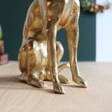 Vintage brass greyhound sitting dog from the 70s, height 25 cm