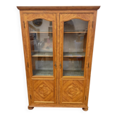 Antique marquetry wooden display cabinet