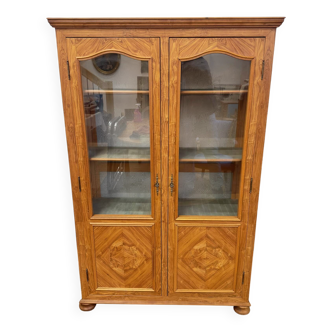 Antique marquetry wooden display cabinet