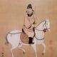 China circa 1900: Oil painting on silk "The Horseman"