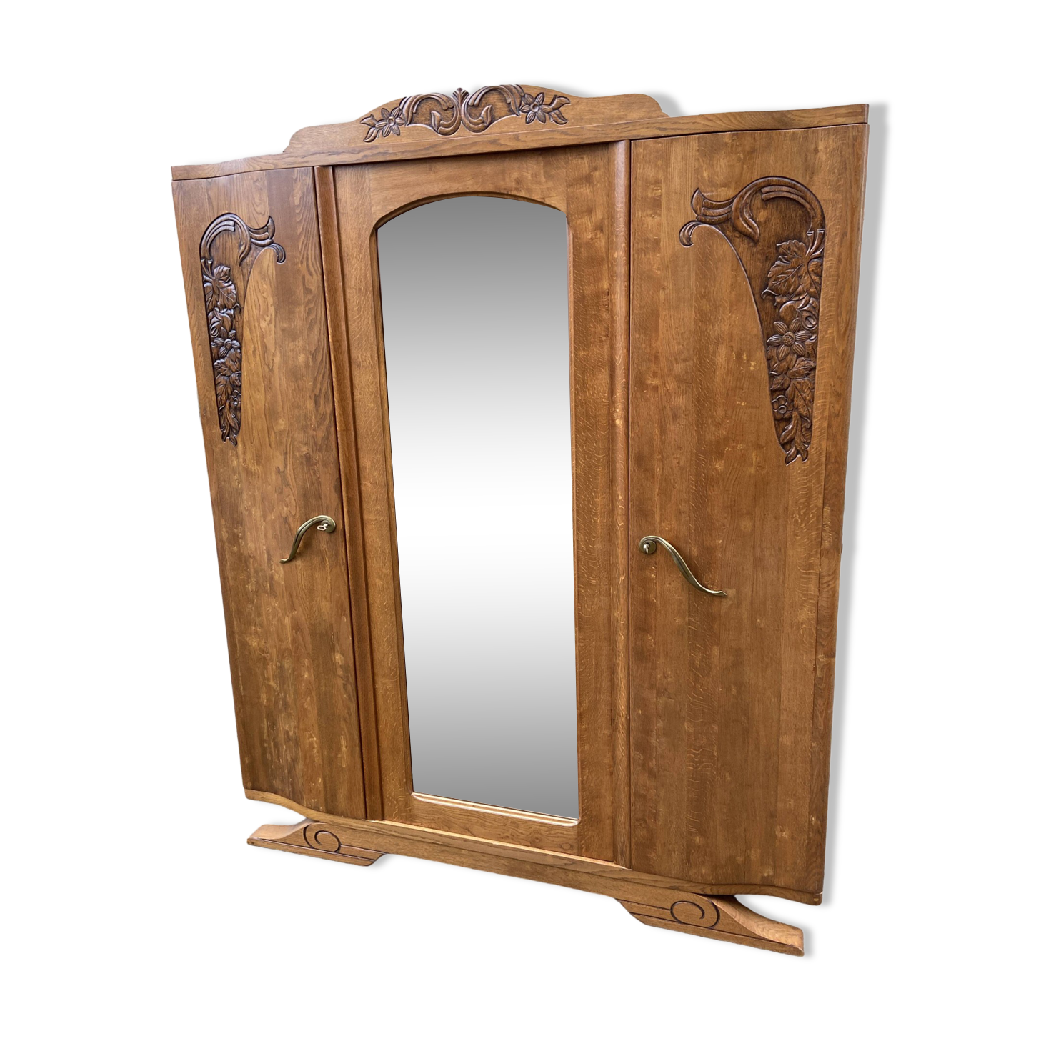 Mid-century vintage Scandinavian 1950s Parisian Art Deco wooden wardrobe