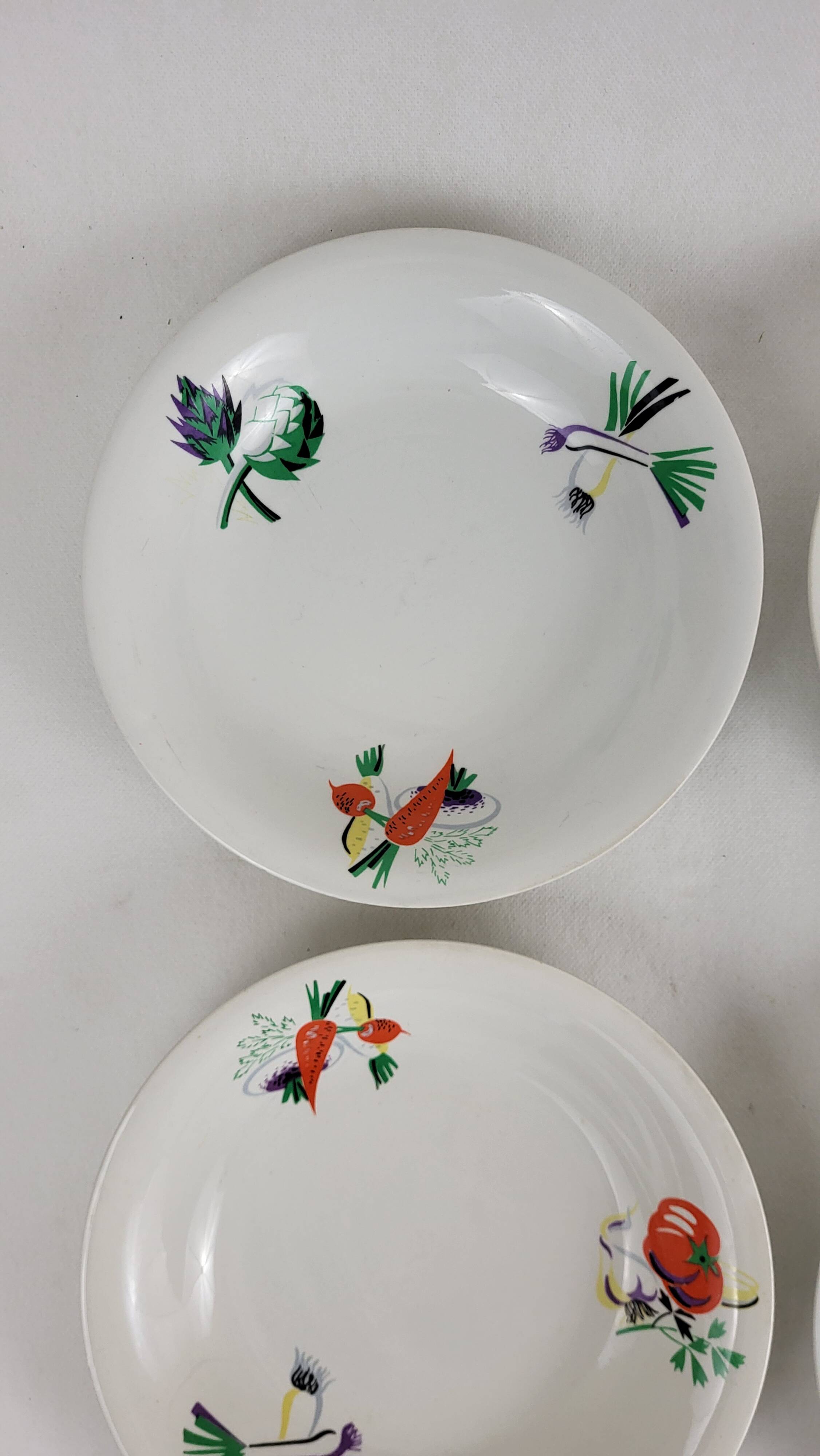 6 Vintage Luneville earthenware soup plates