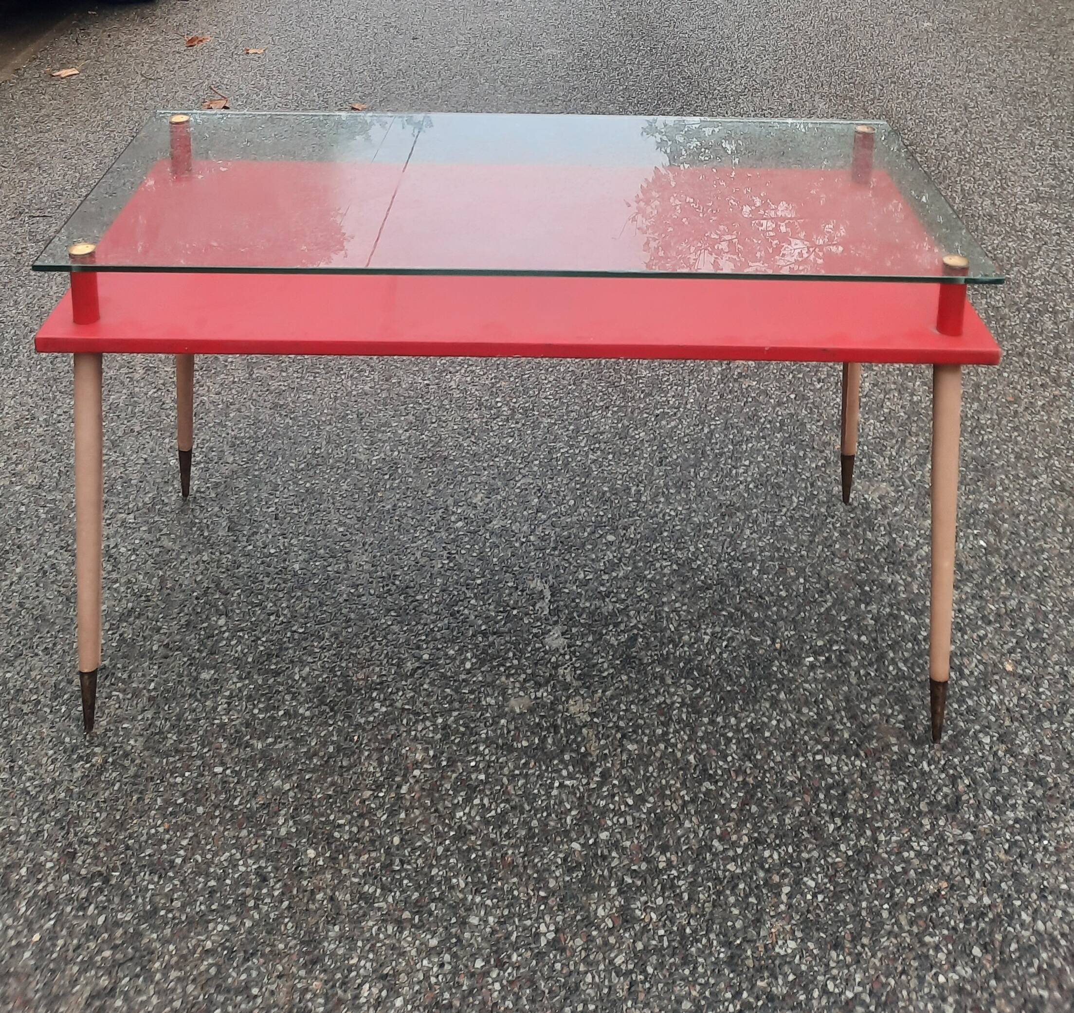 Vintage desk table with tapered legs