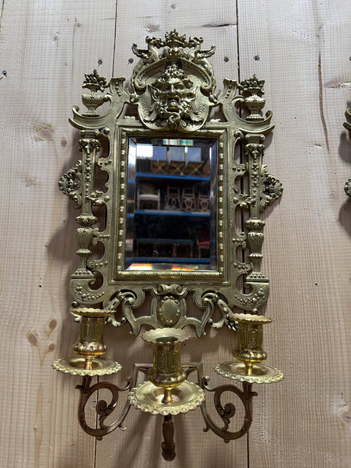 Pair of mirrors with candle holders in bronze signed FC Paris Napoleon III