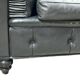 Large and old four-seater leather chesterfield sofa early 20th century l 260 cm