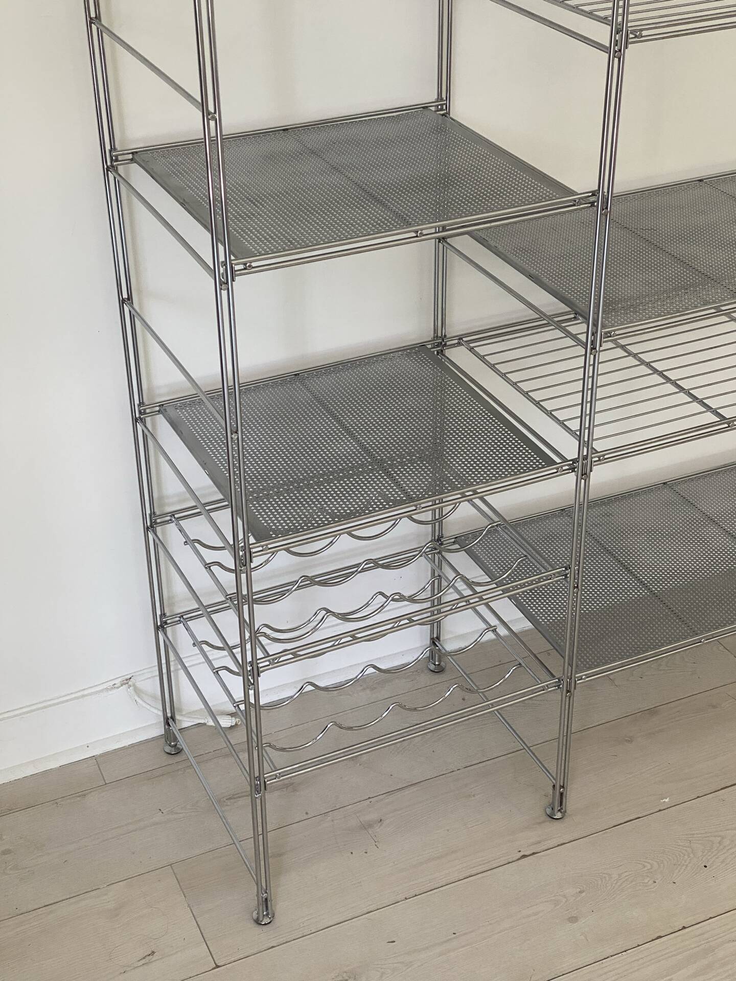 Modular chrome metal shelf