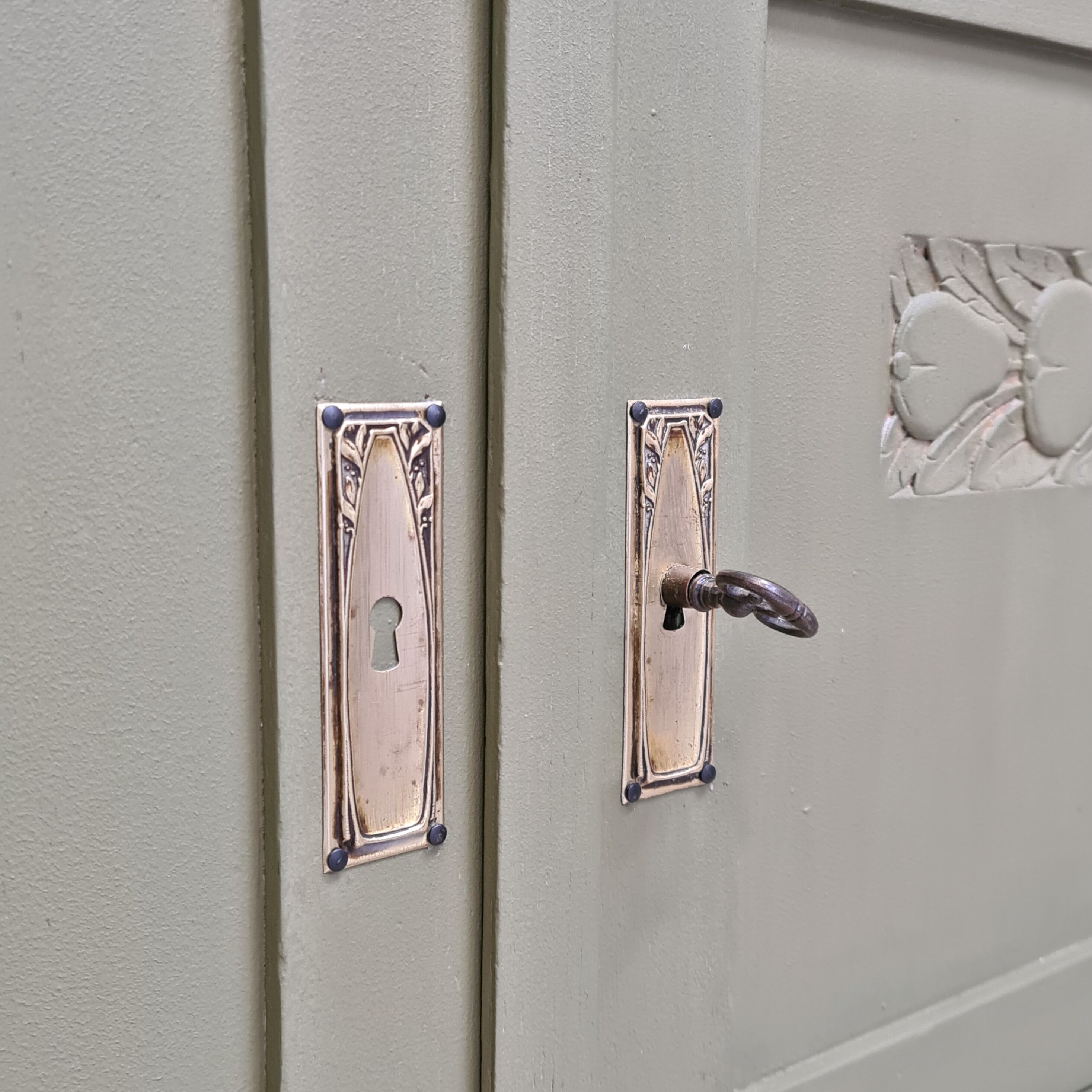 Old 2-door service console in restyled solid oak