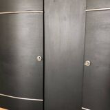 Superb Art Deco sideboard in matte black and raw wood