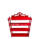 Wall shelf with 4 red lacquered wooden shelves.