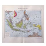 Vintage Map Indonesia Asia Archipelago 38x43cm from 1950