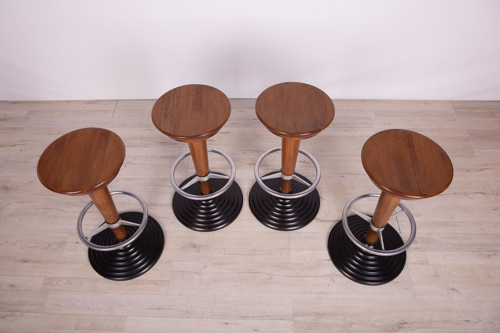 Set of 4 mid-century bar stools, 1950s