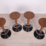 Set of 4 mid-century bar stools, 1950s