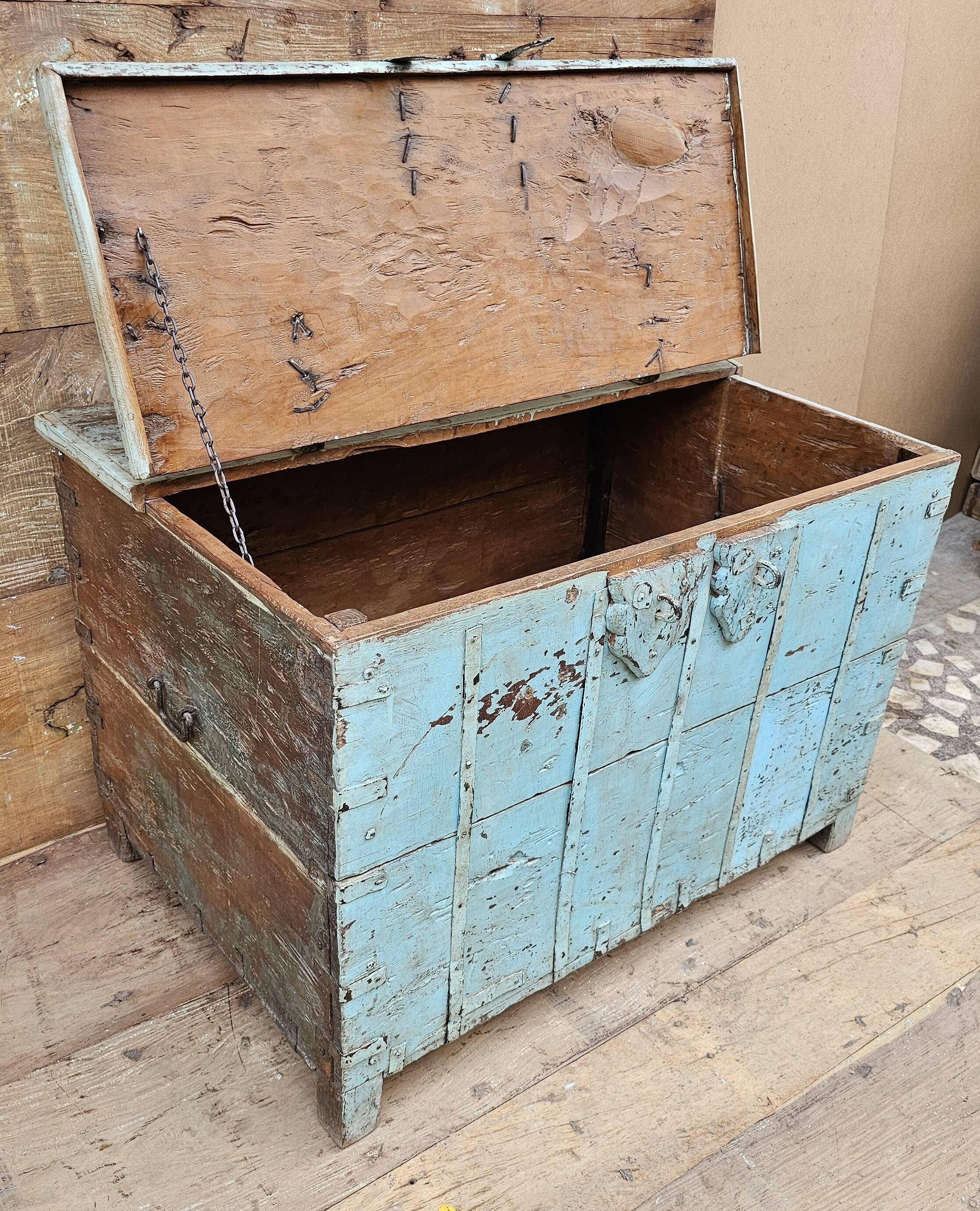 Antique Burmese teak dowry chest