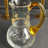 Pitcher and 2 crystal glasses signed XXth