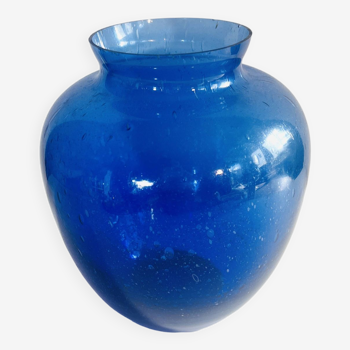 Vintage bubble ball vase in cobalt color.