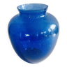 Vase boule bullé vintage couleur cobalt.