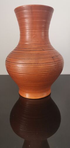 Vase art déco en céramique terra cotta signée, made in France 30s