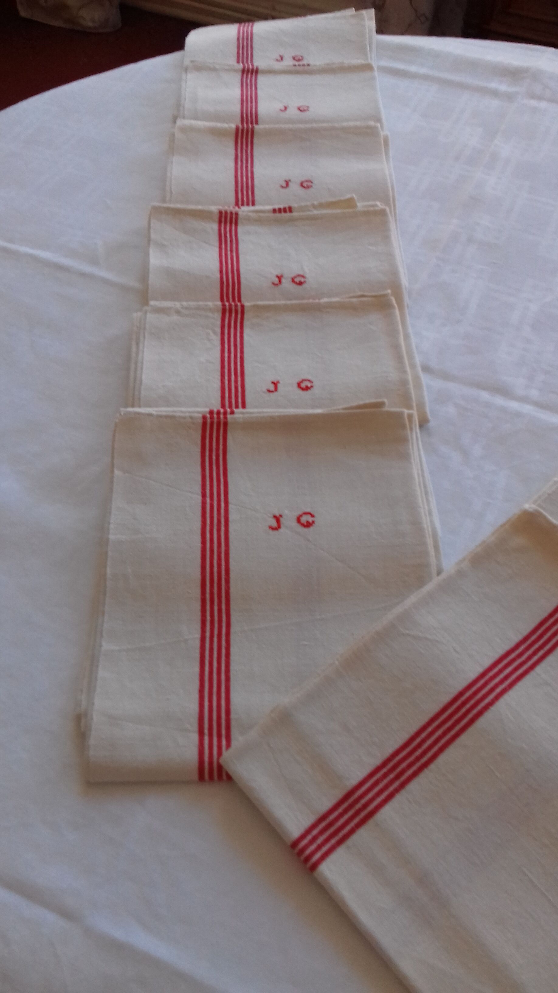 Set of 12 old tea towels