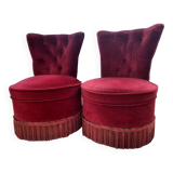 Pair of Napoleon III style red velvet armchairs