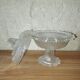 Bonbonnière sur pied en verre moulé – Décor texturé vintage
