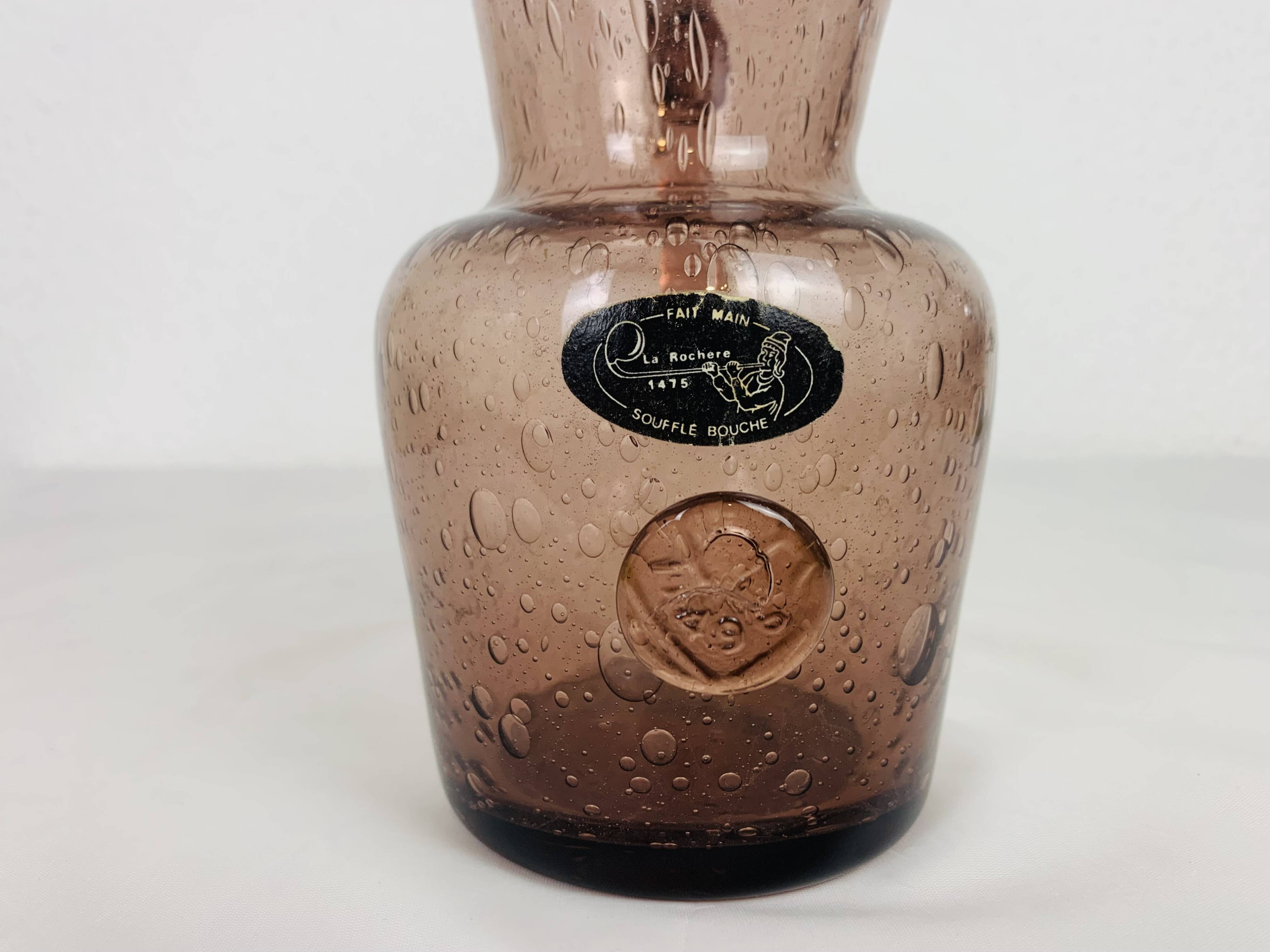 La Rochère pink bubble glass pitcher, vintage