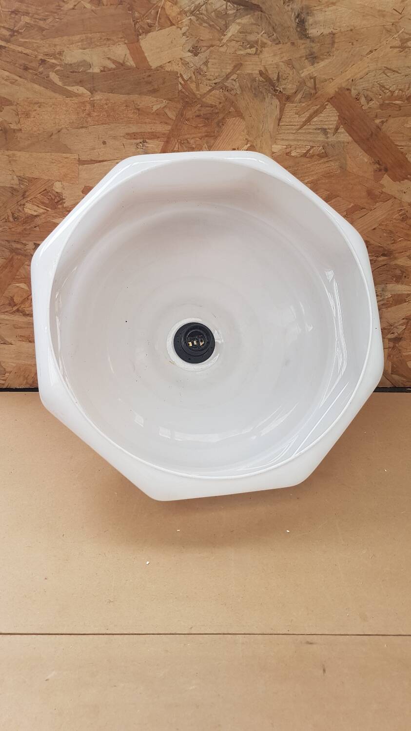 Old white plastic pendant lamp 1970s vintage