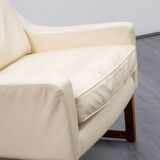 Sled armchair, teak, white leather, Kill International edition