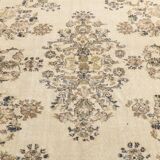 7x9 Cream & Green Floral Pattern Vintage Area Rug, 202x278Cm