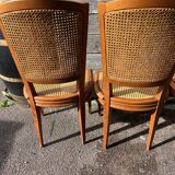 Six Art Deco chairs, 1960s, beech and cane