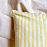Cushion in yellow striped cotton sail ☐ 40 cm