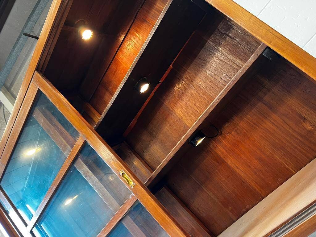 Vintage industrial wooden display cabinet / school cabinet