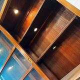 Vintage industrial wooden display cabinet / school cabinet