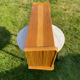 Vintage wall display case 1950 oak and wicker