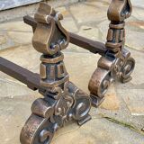Vintage solid brass and steel chenets