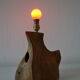 Modernist brutalist lamp free form years 60 olive wood