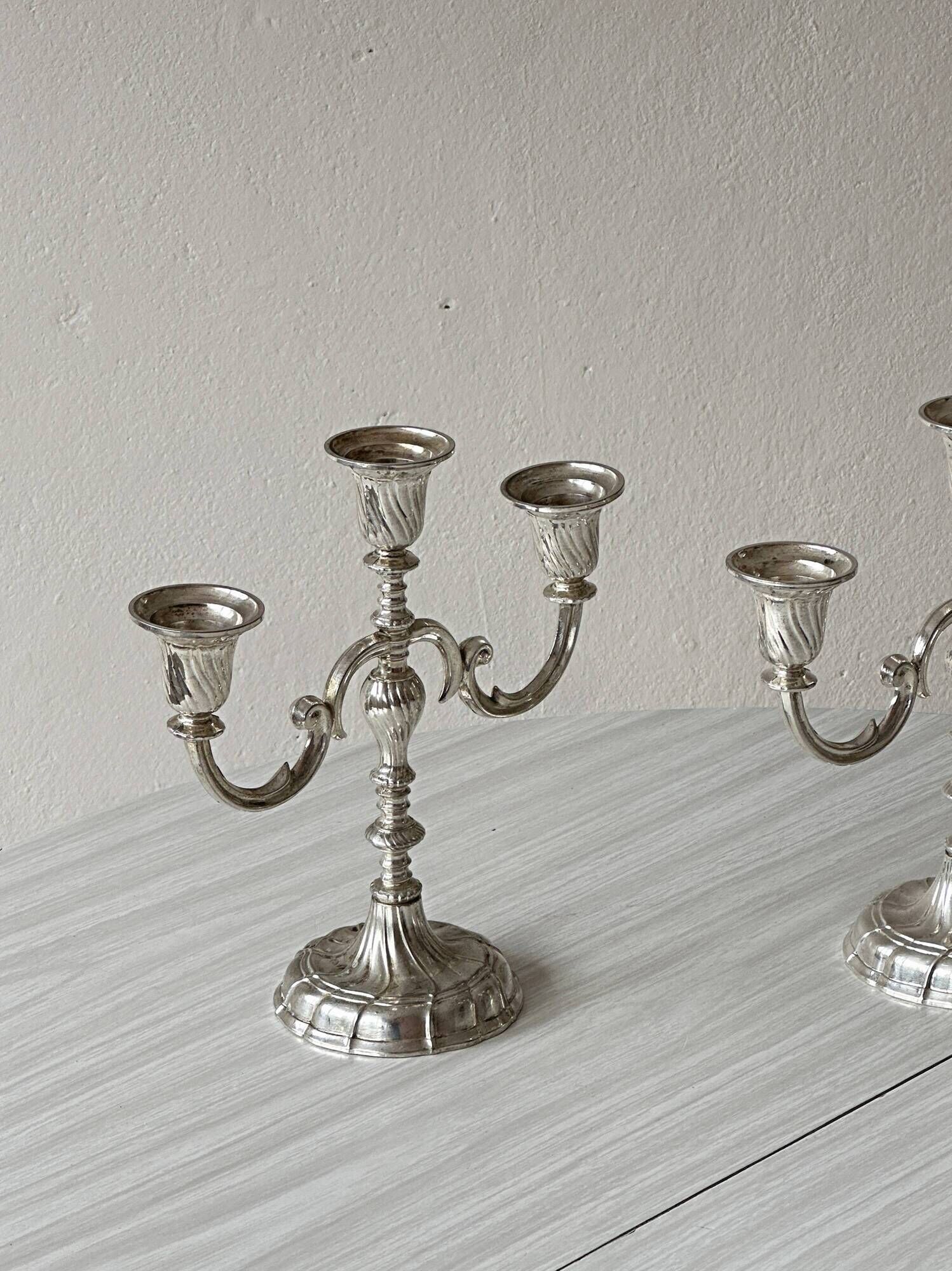 Silver three-branch candelabrum