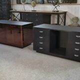 Ensemble de 2 coiffeuses, comptoirs de bijouterie en miroir fumé avec tiroirs, 1970