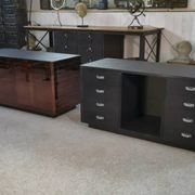 Set of 2 smoked mirrored dressing tables/jewelry counters with drawers 1970s
