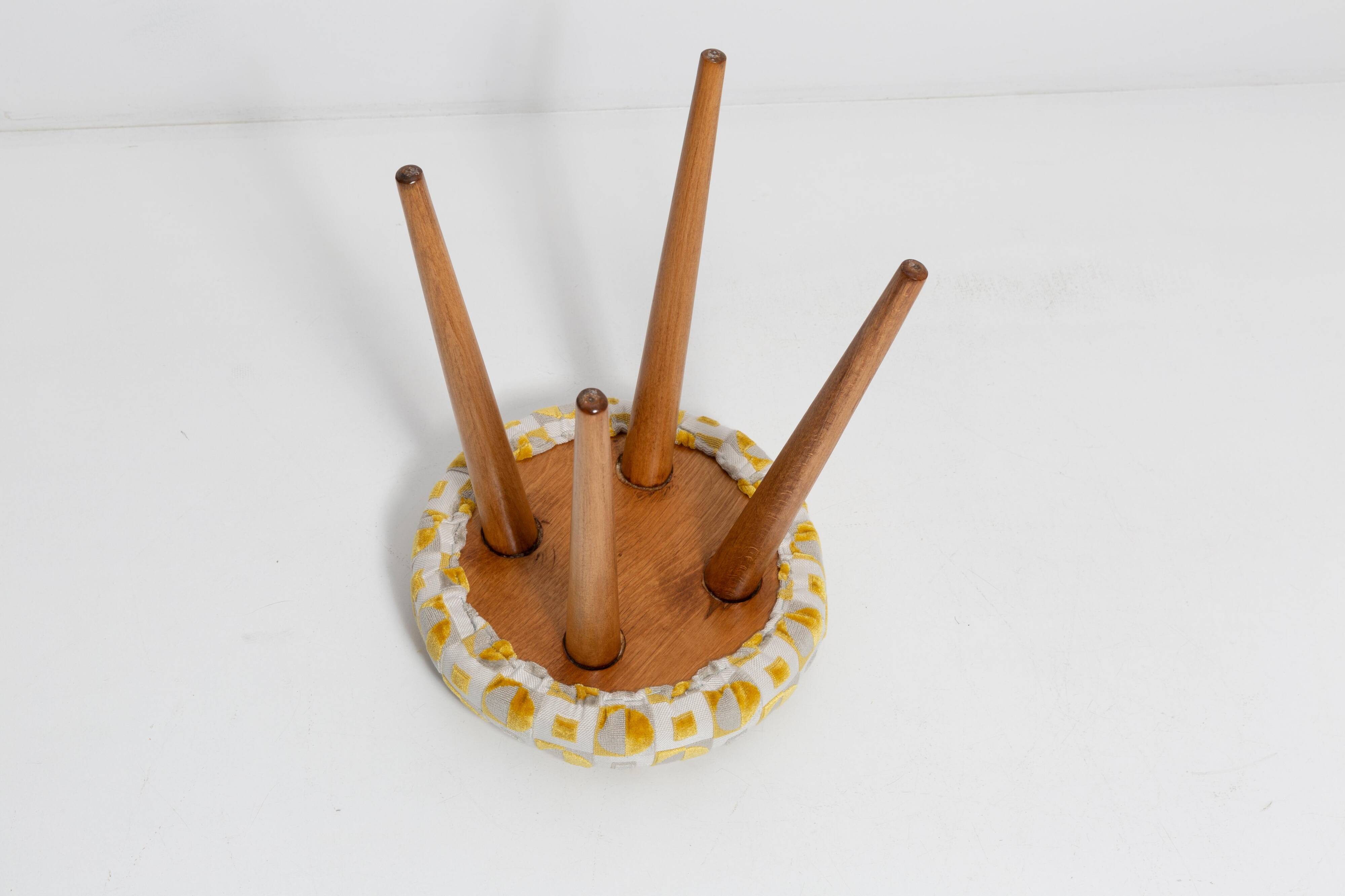 Set of two yellow and beige stools, mid-century, Europe, 1960s.