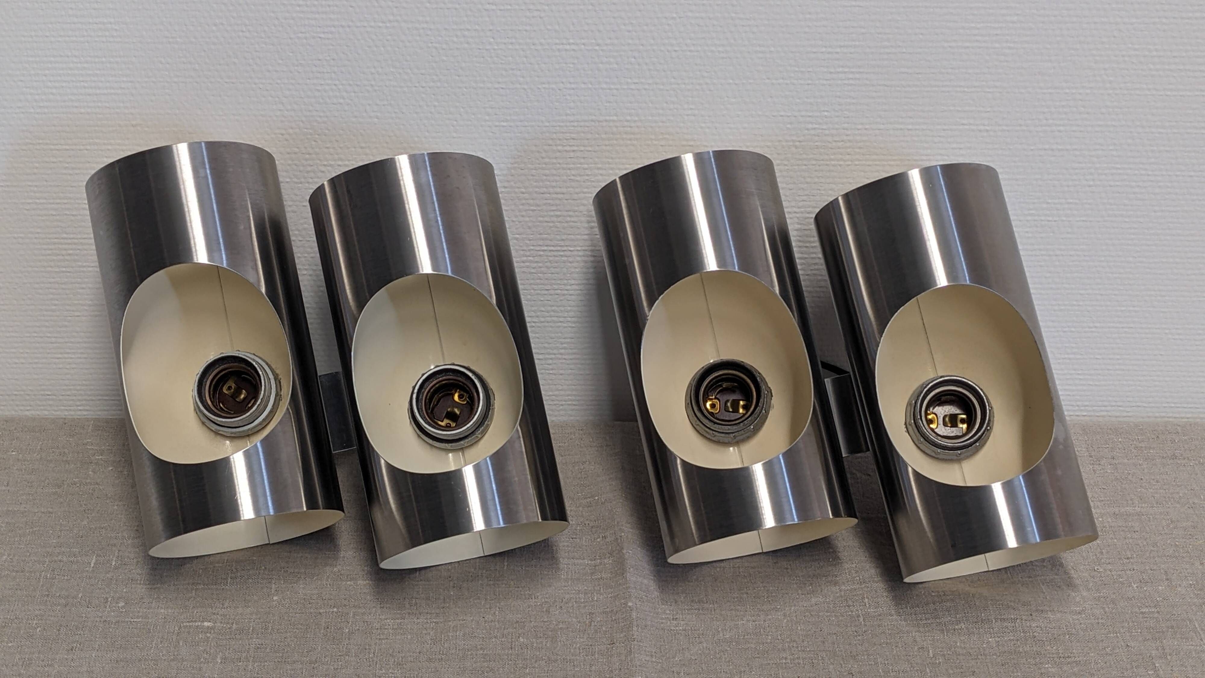 Pair of Space Age double pipe wall lights by Oxar France, 1960s-70s