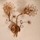 Set Hollywood Regency Wandlampe vergoldet Messing Swarovski-Kristalle Palwa