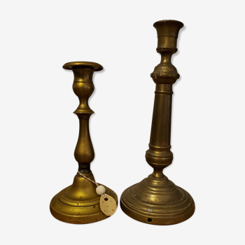 Set of brass type candle holders