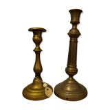 Set of brass type candle holders