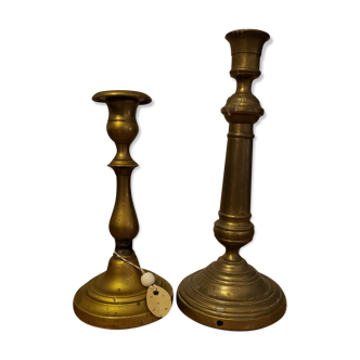 Lot de bougeoirs type laiton