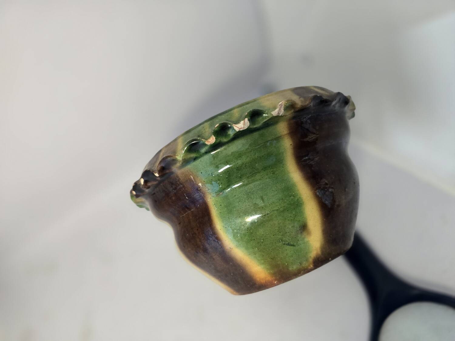 Old flower pot planter glazed terracotta cache pot